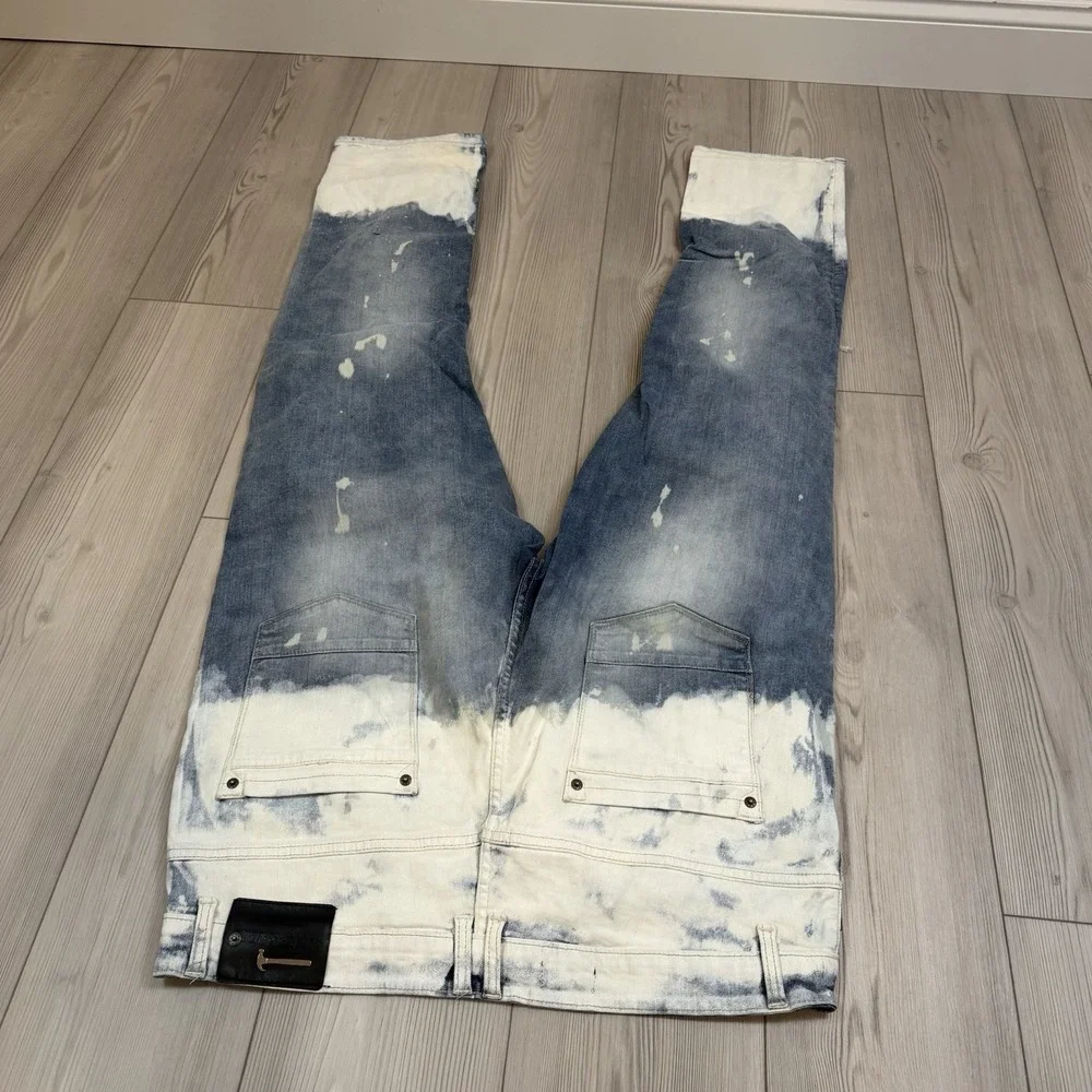 Copper Rivet Size 42/32 Slim Fit Distressed Jeans Bleached - Picture 7 of 10